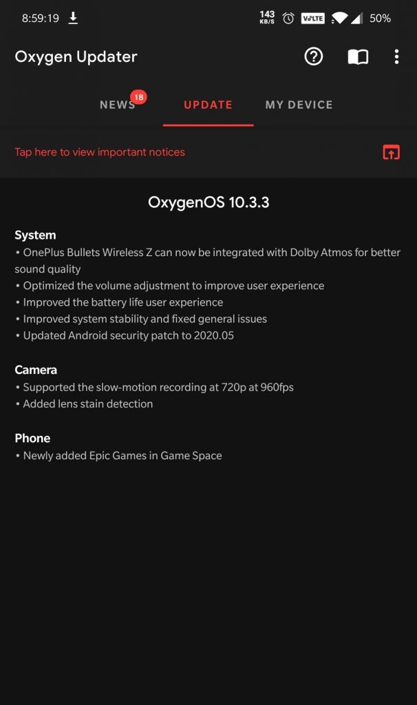 OnePlus 7T Pro OxygenOS update