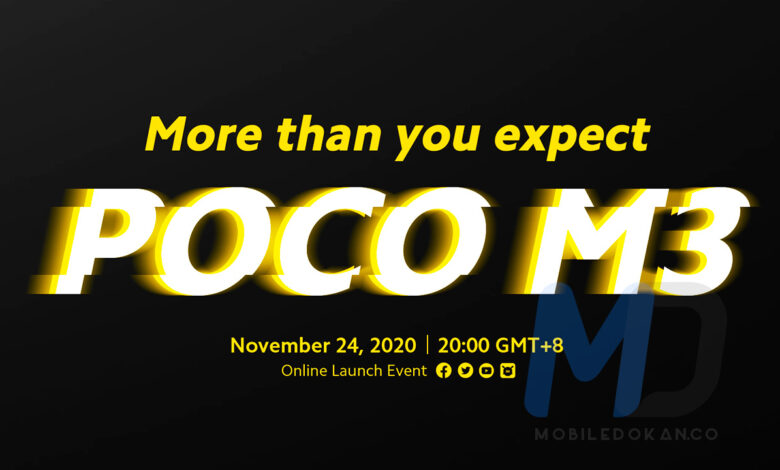Xiaomi will launch the Poco M3 on November 24