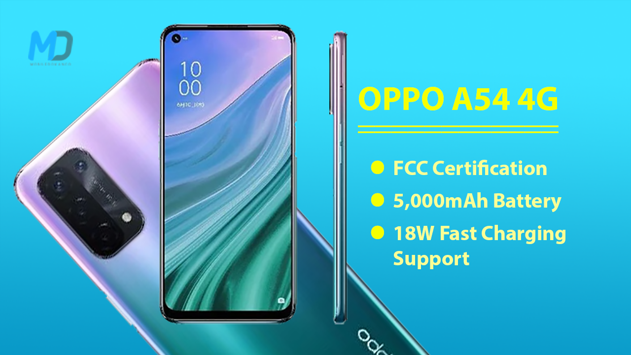 Oppo A54 4G launch With 5,000mAh Battery and 18W fast charging