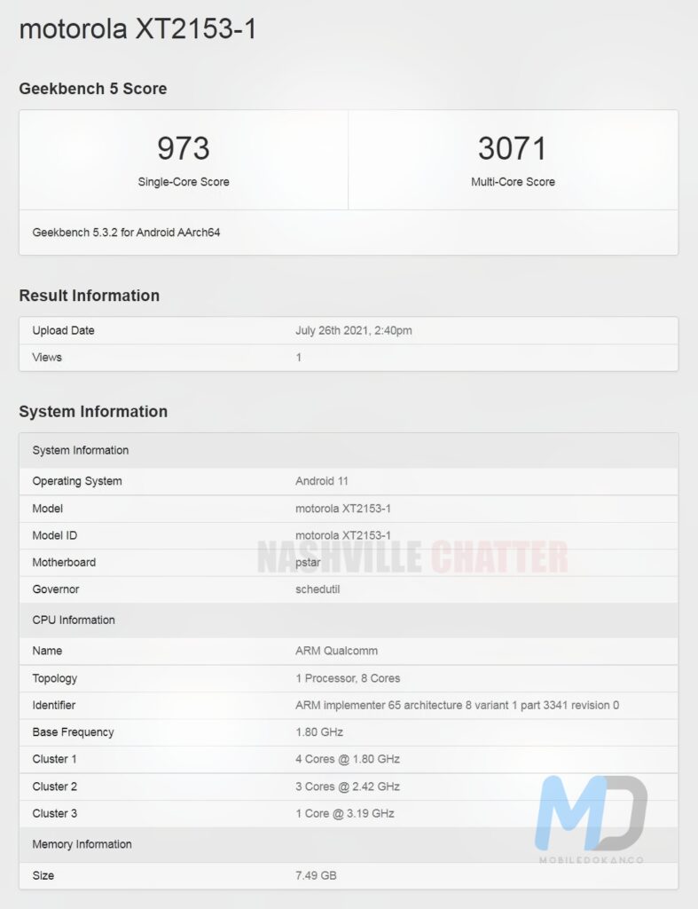 Motorola Edge 20 spotted on geekbench