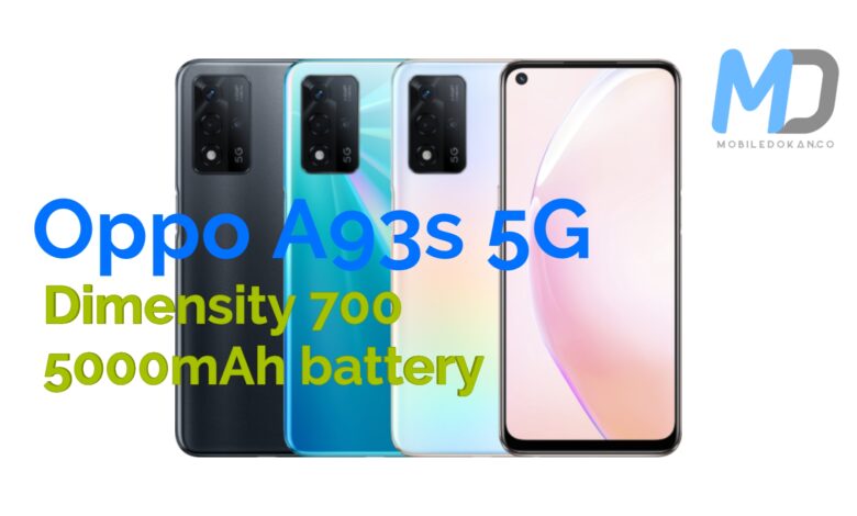Oppo A93s 5G launched in China with Dimensity 700, 5000mAh battery