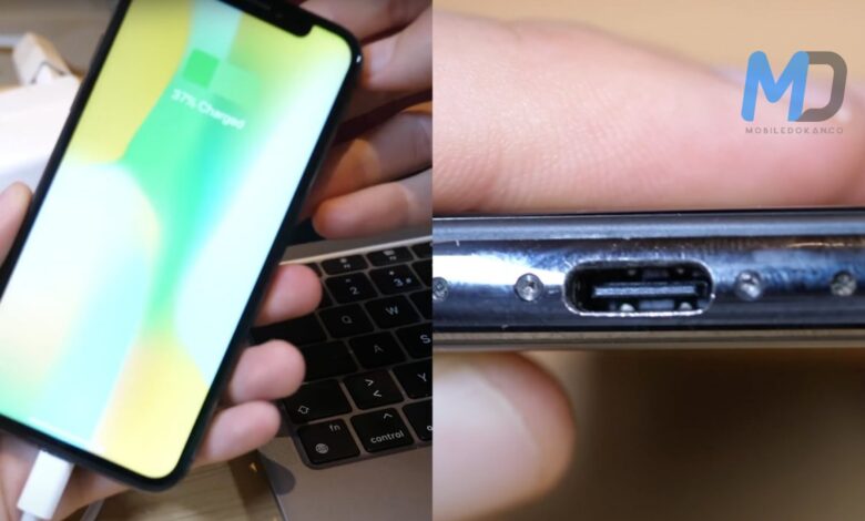 Apple iPhone X modded to replace Lightning port with USB Type-C port