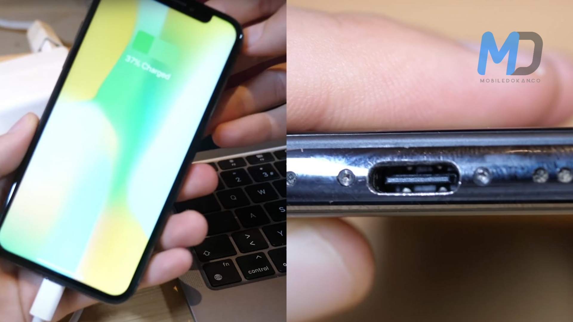 Apple iPhone X modded to replace Lightning port with USB Type-C port