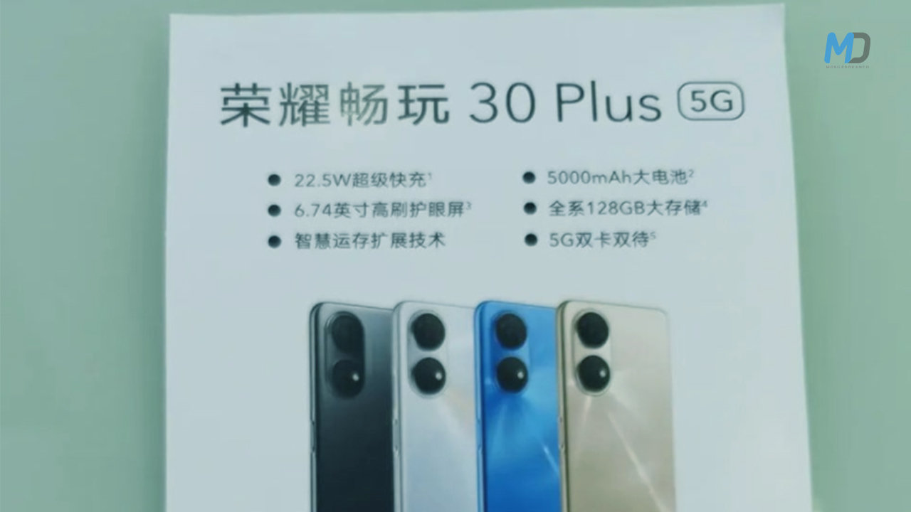 HONOR Play 30 Plus 5G leaks in their entirety ahead of the immin