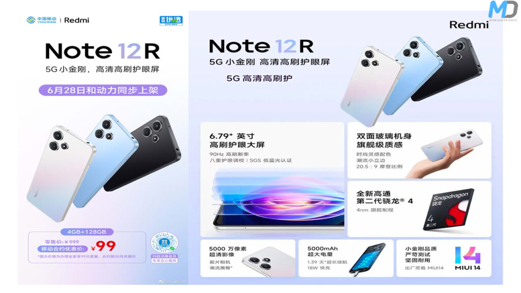 Redmi Note 12R key specs
