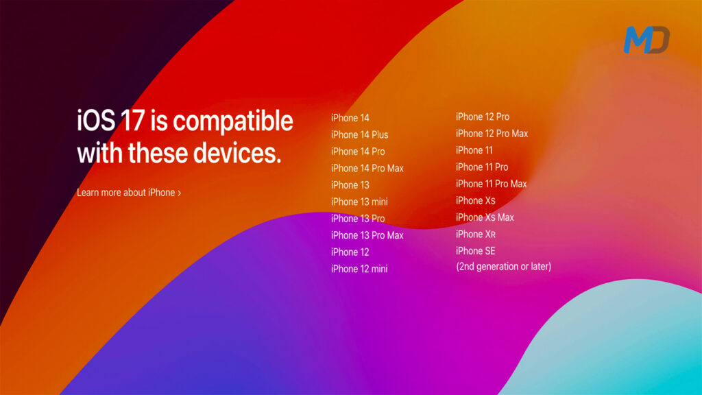 iOS 17 compatible devices list