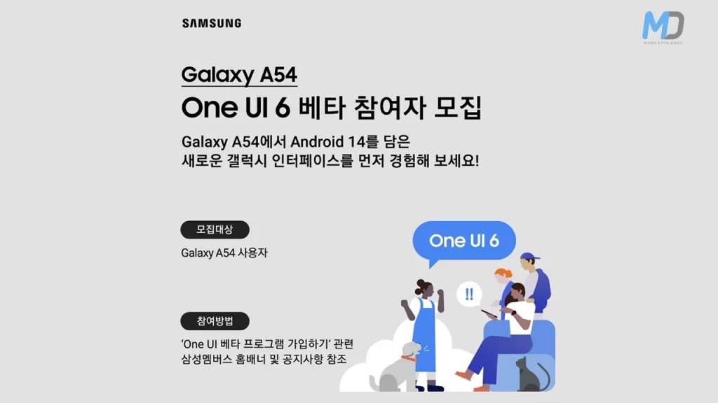 Samsung Galaxy A54 Android 14 based One UI 4 beta update poster