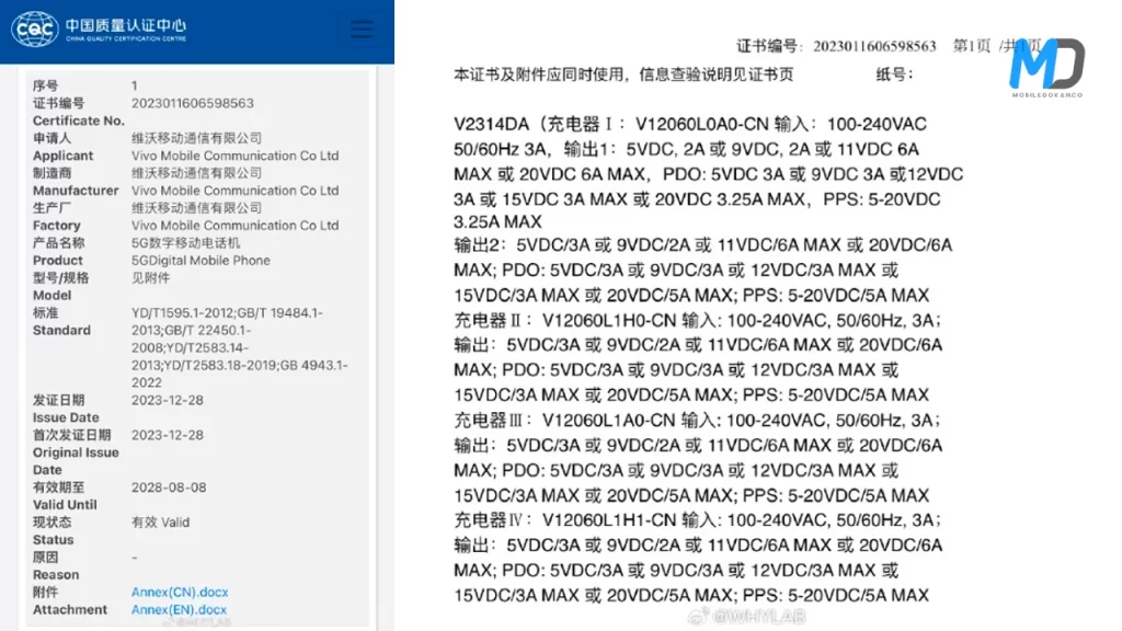 New Vivo smartphone 3C listings