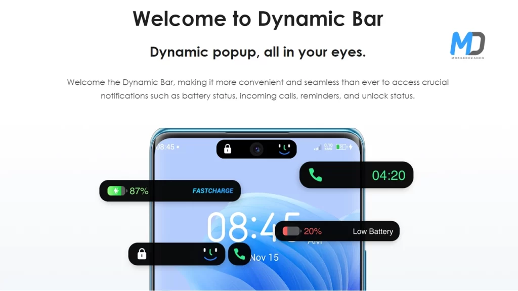 Itel S23 Plus Dynamic Bar