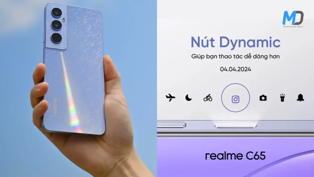 Realme C65 back design and software features