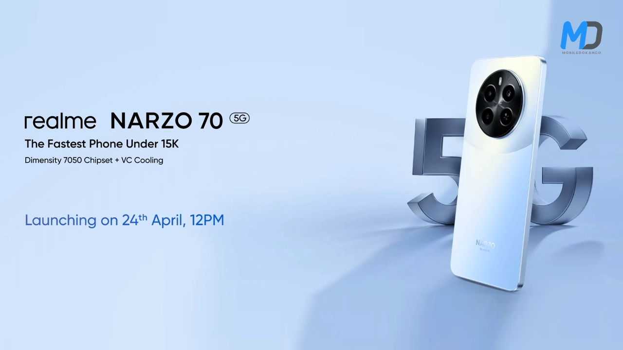 Realme Narzo 70 5G to come with Dimensity 7050 SoC in India on April 24