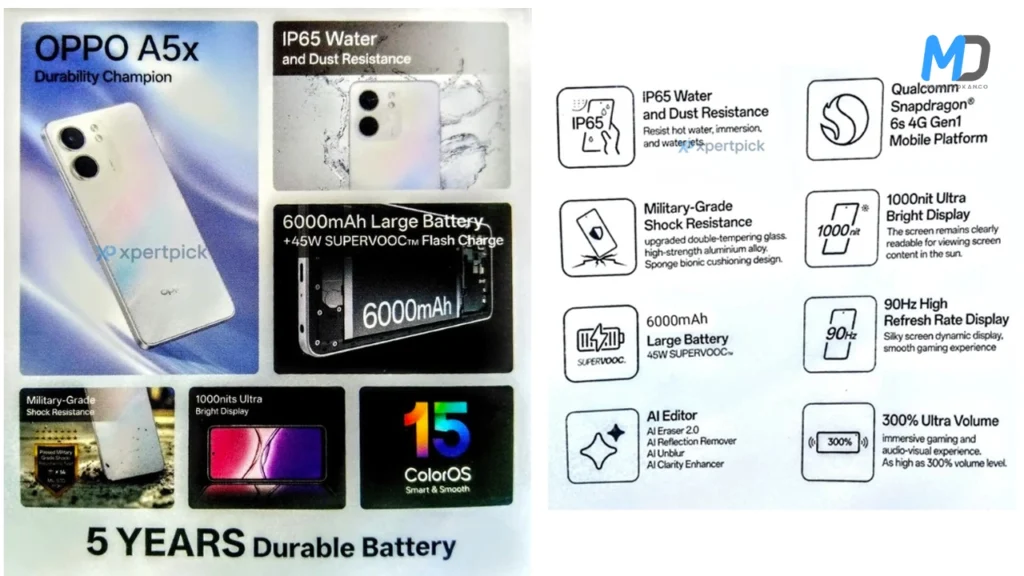 Oppo A5x key features