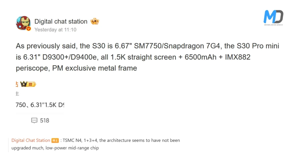 Vivo S30 and S30 Pro Mini key specs leaked