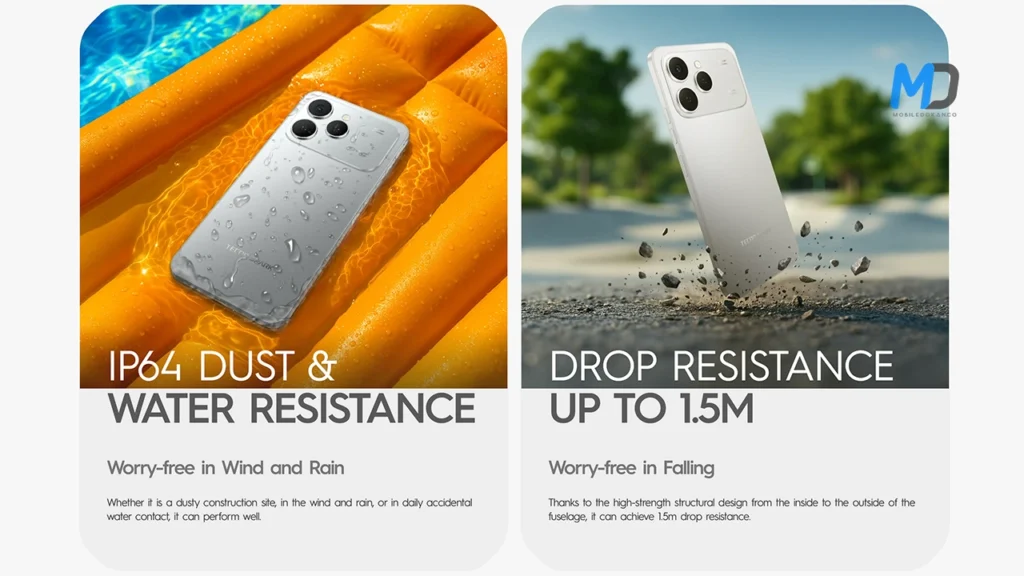 IP64 water and dust resistance