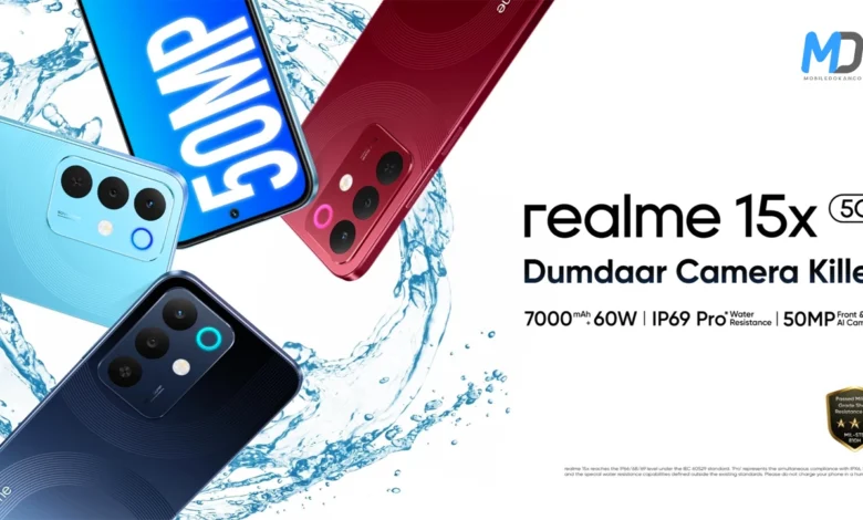 Realme 15x Launched: 7000mAh Battery, Dual 50MP Cameras, and IP69 Pro Rating