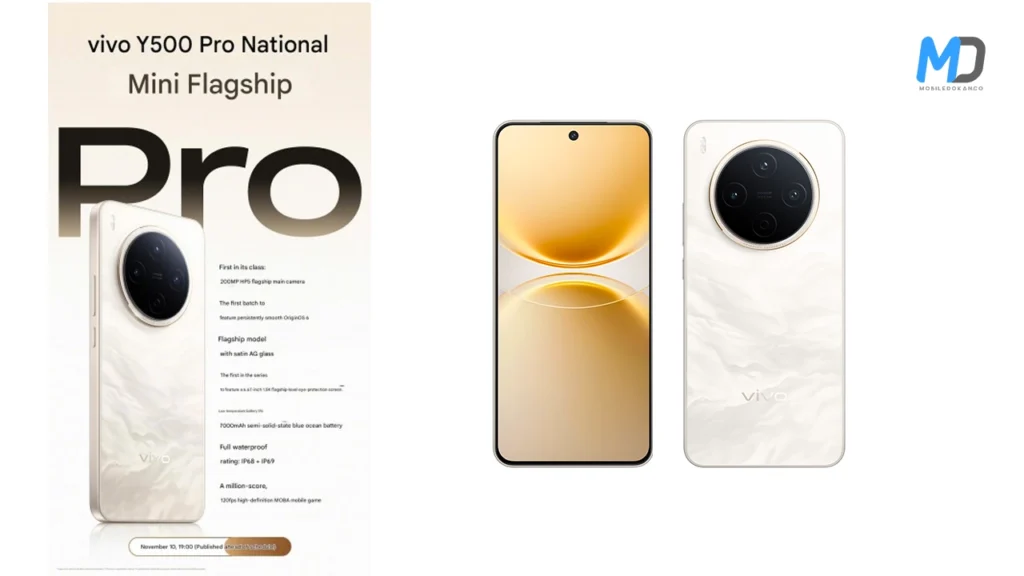 Vivo Y500 Pro China Telecom listings and renders