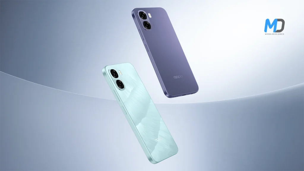 Oppo A6x 4G Ice Blue and Plum Purple colors