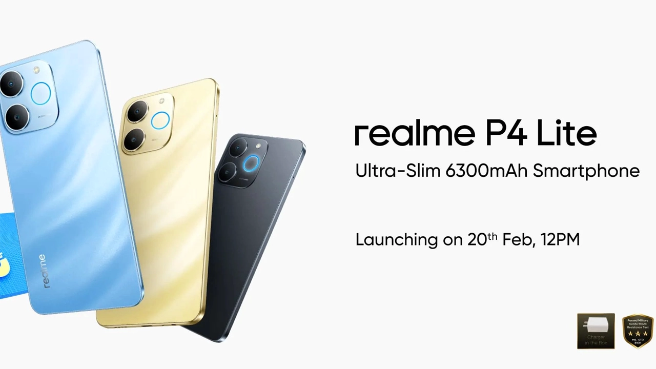 Realme P4 Lite Launching on Feb 20: 90Hz Display, 6,300mAh Battery Confirmed