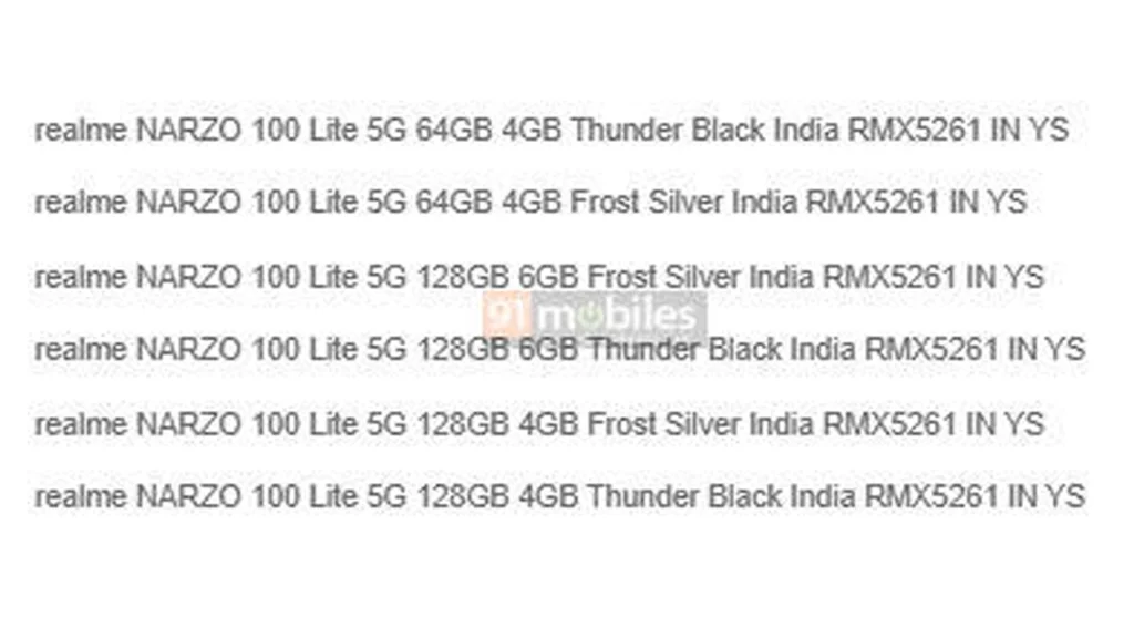 Realme Narzo 100 Lite tipped online