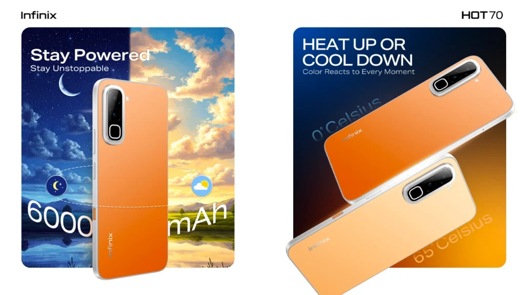 Infinix Hot 70 battery and color changing feature