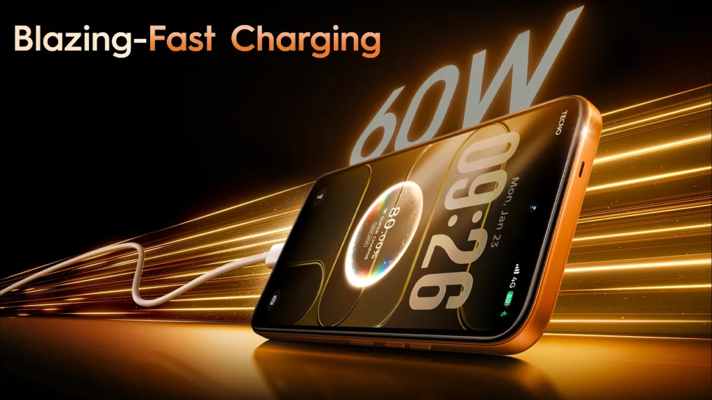 60W blazing fast charging capacity