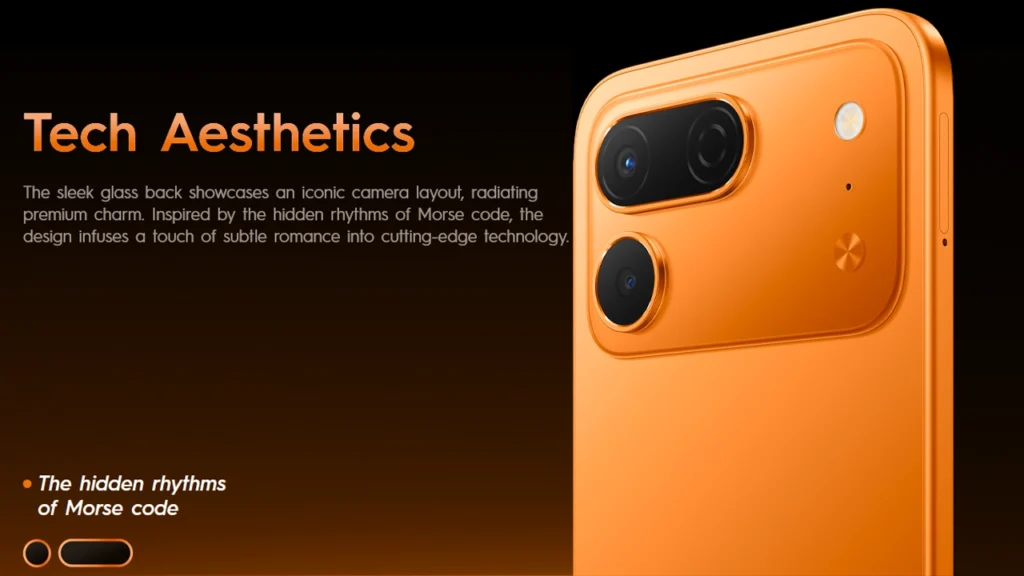 Sleek glass back inspired by hidden rythms of Morse Code
