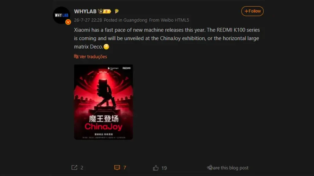 Redmi K100 series to unveil at Chinajoy event 2026 
