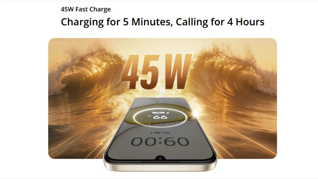 45W fast charging support for the 8,000mAh titan battery