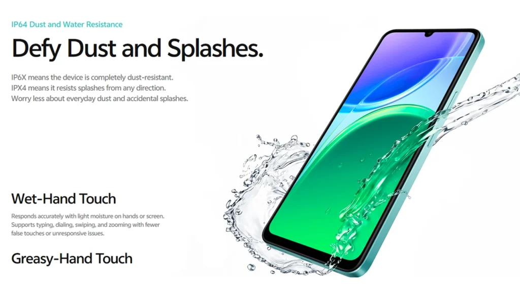 IP64 rating for water and dust protection