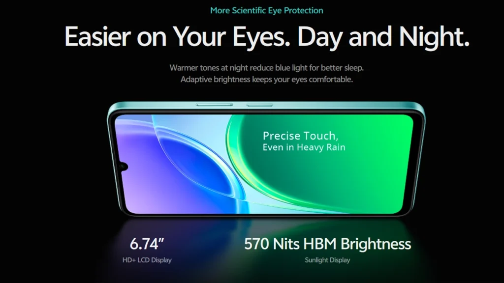 Vivo Y05e Eye protective 6.74inch HD+ LCD display