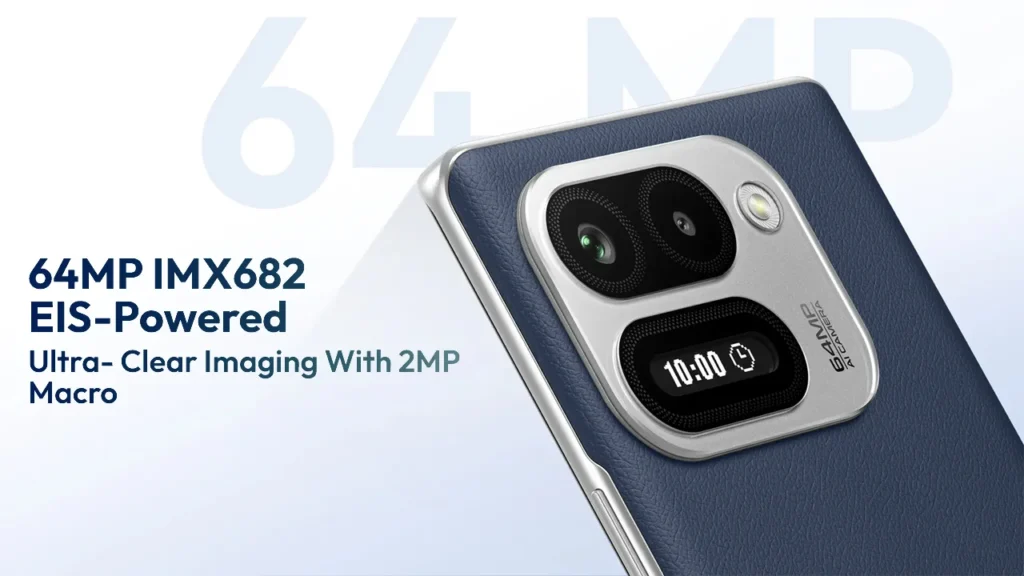 64MP dual camera setup with EIS