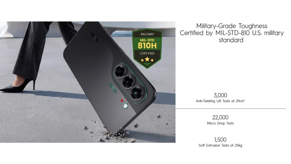 Military Grade shock resistance in Tecno Camon Slim