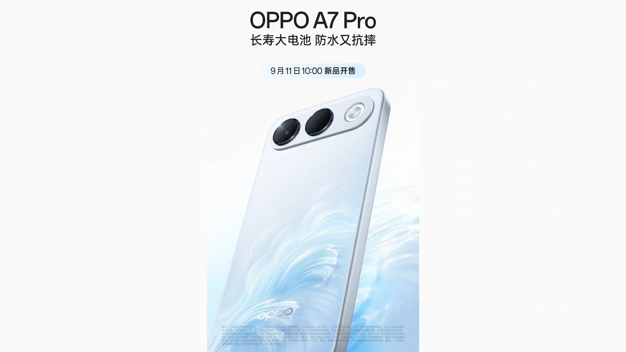 OPPO A7 Pro confirmed to launch with an 8,000mAh battery on September 11