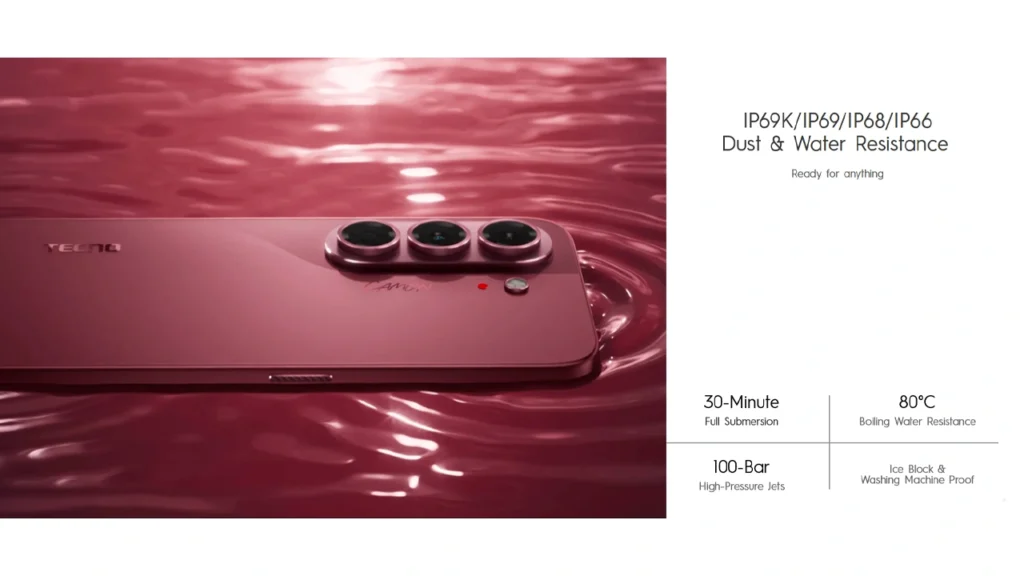 Tecno Camon Slim durability against water and dust