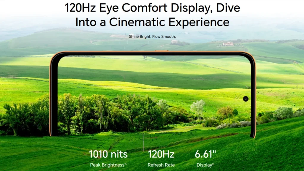 6.61-inch 120Hz eye comfort LCD display in the Honor X7e