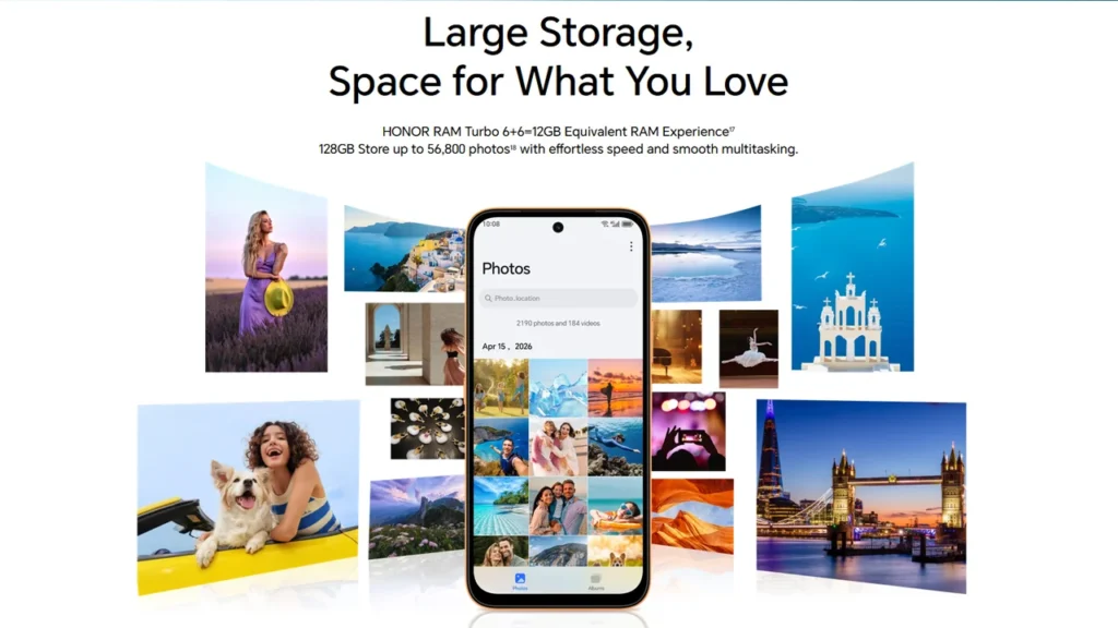 Large storage feature in the Honor X7e for smooth multitasking