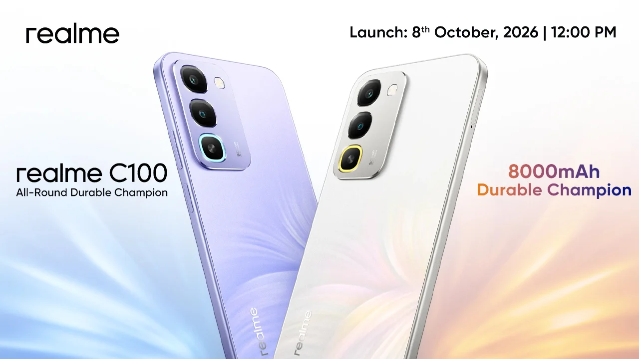 Realme C100 launching on October 8 with 8000mAh battery, durable design, and smooth performance