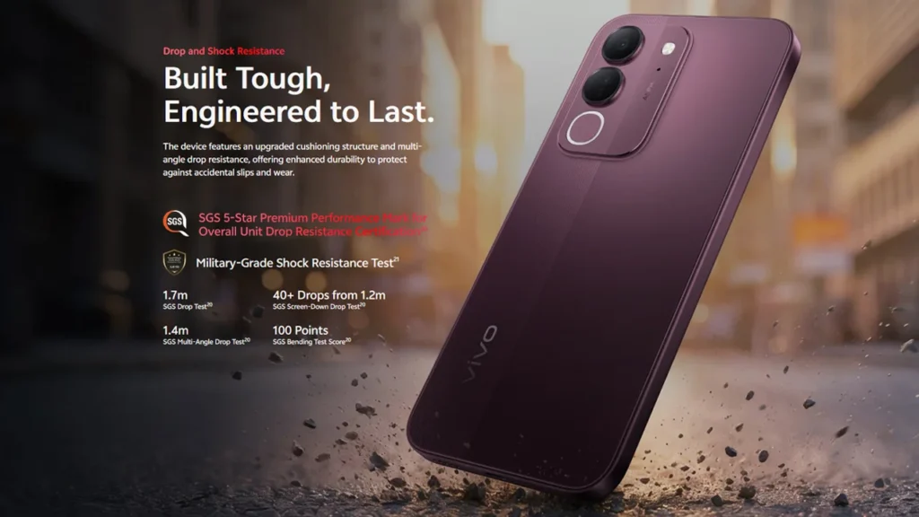 SGS 5 Star protection and Military Grade Shock resistance in the Vivo Y32 5G