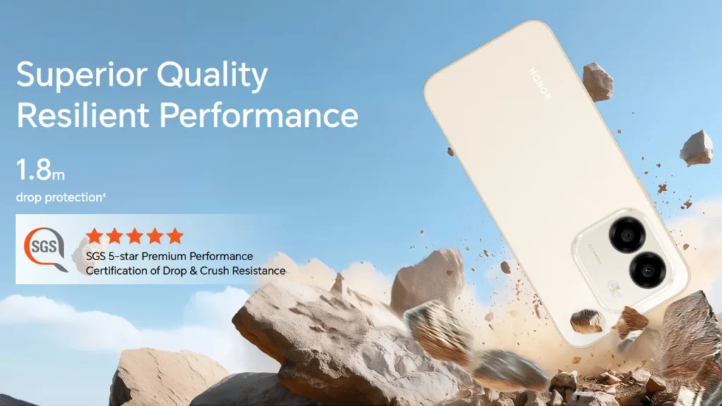 SGS 5 star certification of Drop and Crush Resistance in the Honor X6e