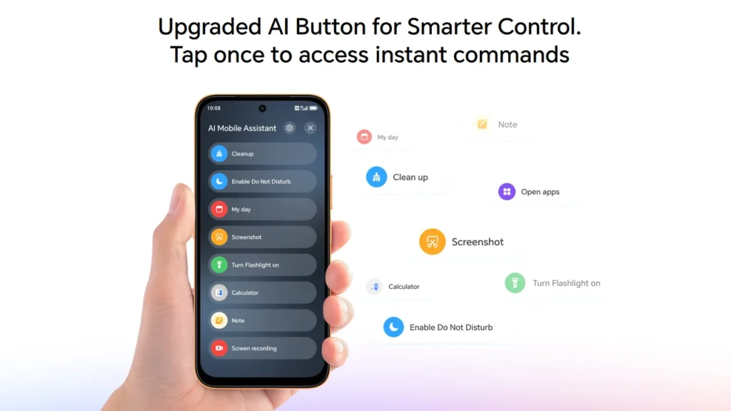 Upgraded AI button features for smart control in the Honor X7e