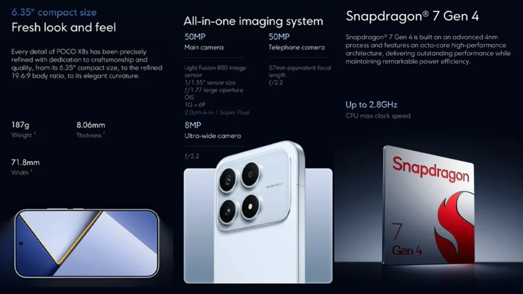 Xiaomi Poco X8s pro level performance in a compact design
