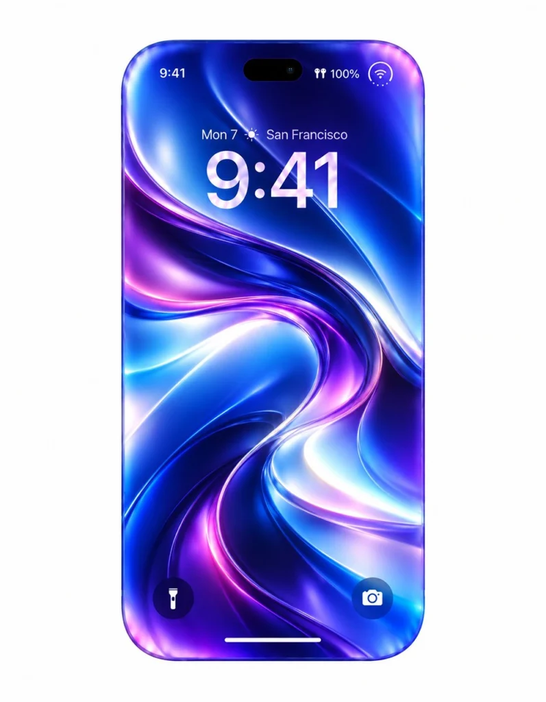iPhone 20 concept render showing a bezel-less display with curved edges.